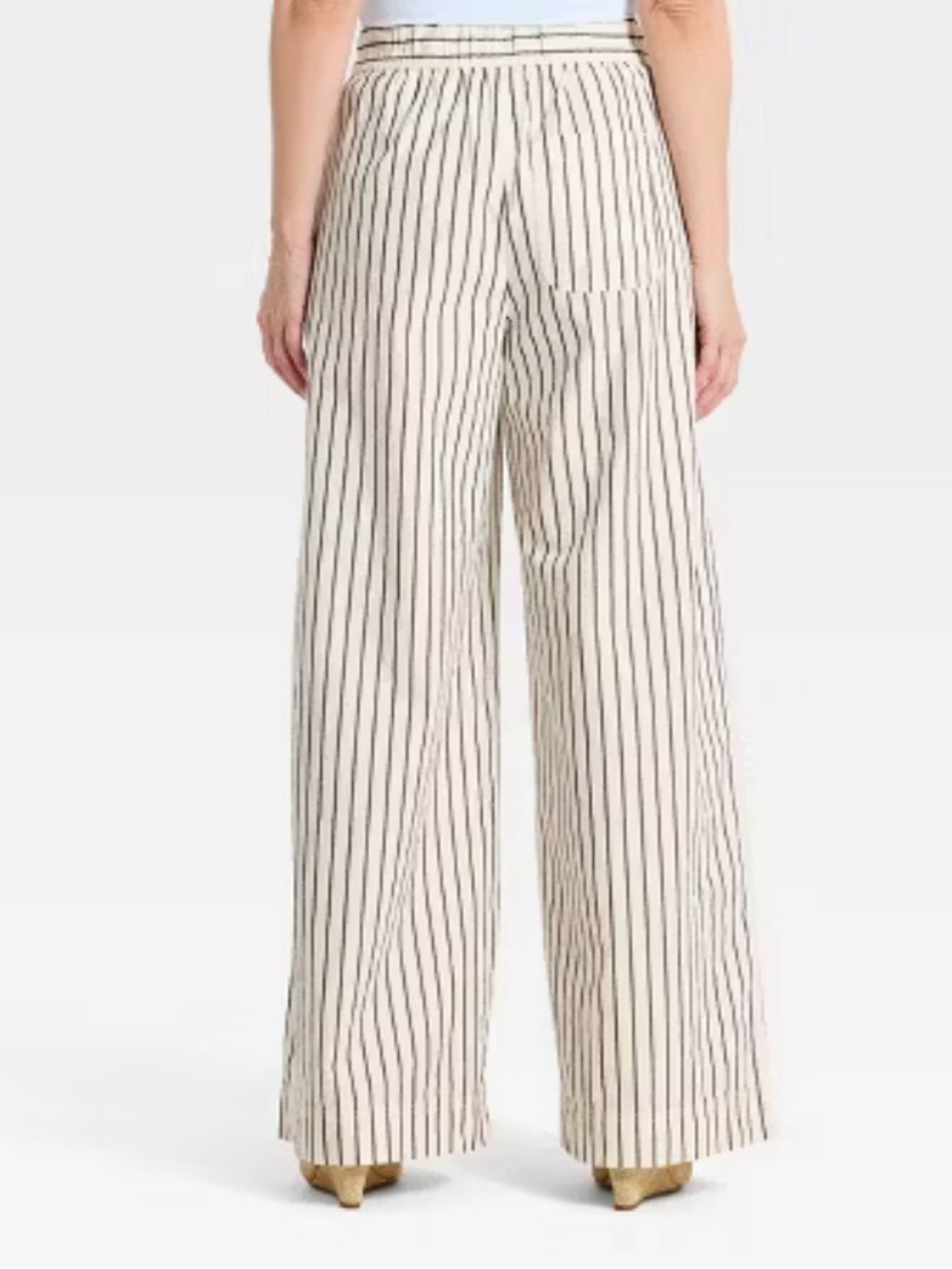 A New Day Cream Tan Striped linen blend Casual lounge pants women’s size Small - Picture 2 of 11
